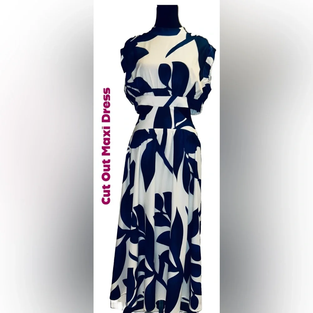 🔥🔥 Salanta Blue & White Floral Long Maxi Dress🔥🔥 - Picture 4 of 11